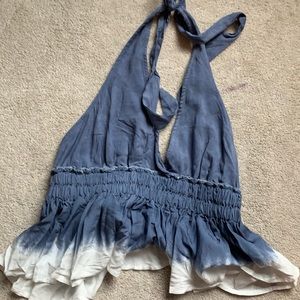 beach tie dye ruffle halter top